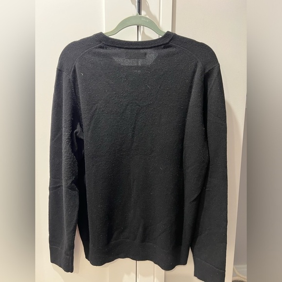 #328 Everlane The Cashmere V-Neck Sweater Size Medium Black - Picture 5 of 7